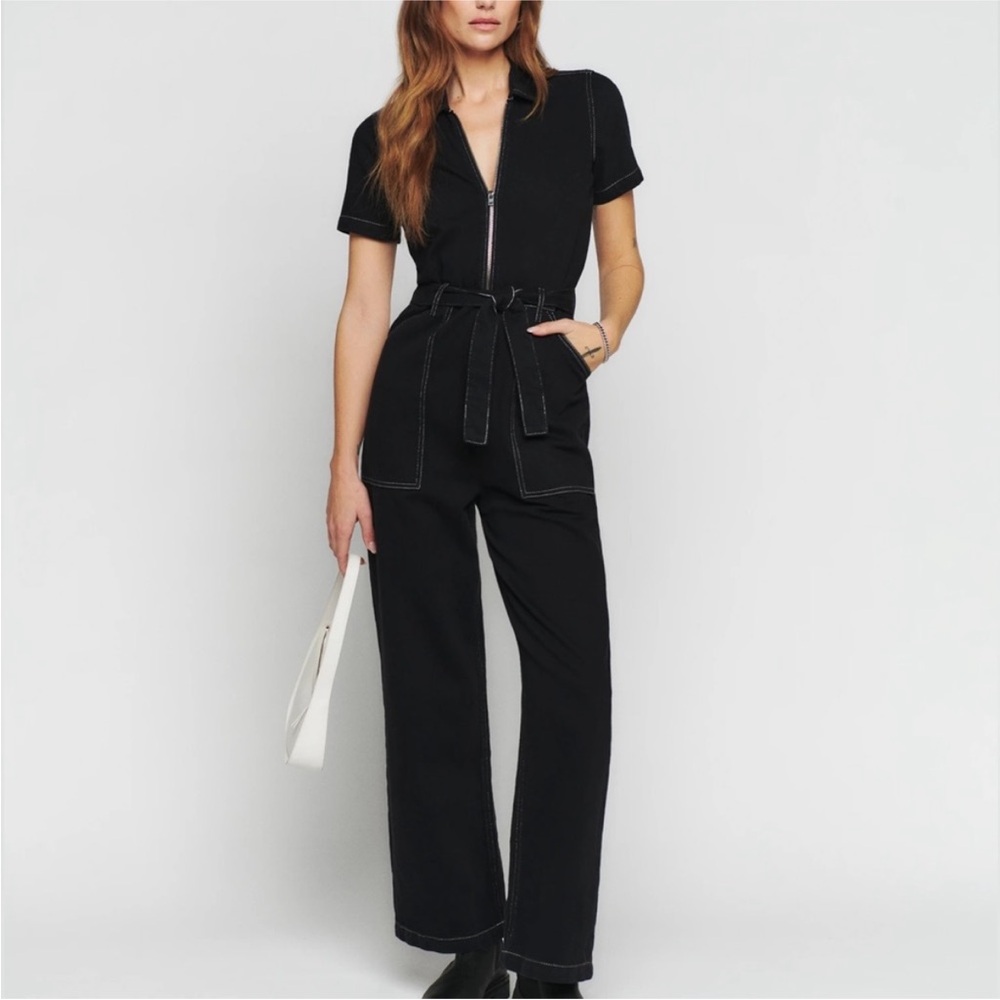 NWOT Reformation Black Women's Denim Jumpsuit